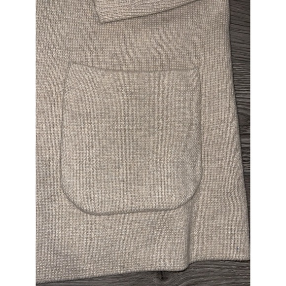 Talbots Wool Blend Beige Cardigan Knit Sweater Size Medium Open Front Pockets - Picture 2 of 8